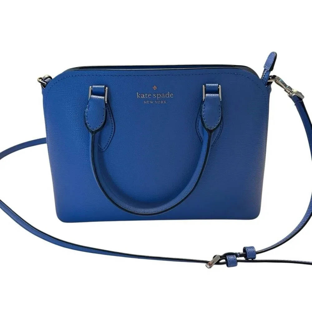 Kate Spade New York | Blue Leather Purse | Crossbody Strap | Top Handle | Zip Cl